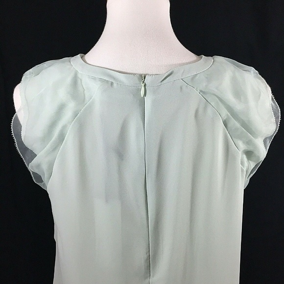 Q&A Sleeveless Ruffled Top Size Small Light Green - Picture 5 of 6